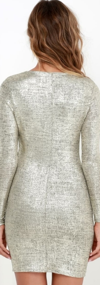 Lulu's Luxe of My Life Gold Long Sleeve Dress - Picture 5 of 7